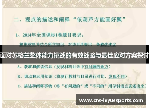 面对苏格兰整体能力挑战的有效战略与最佳应对方案探讨 面对苏格兰整体能力挑战的有效战略与最佳应对方案探讨